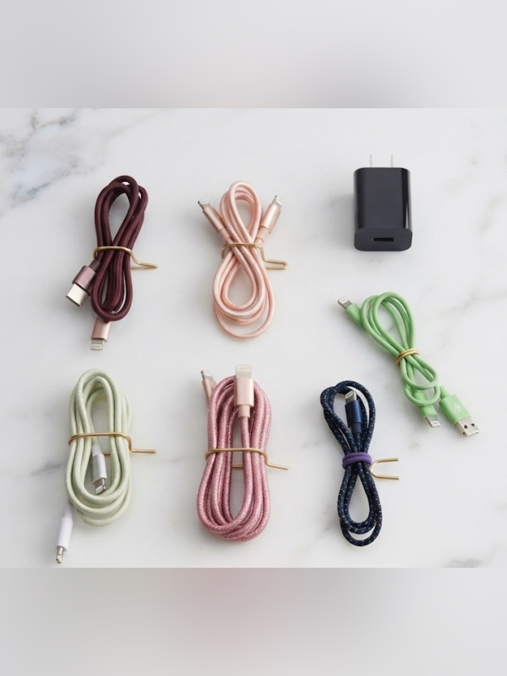 Assorted Braided Lightning Charging Cables - Pastel & Dark Colors
